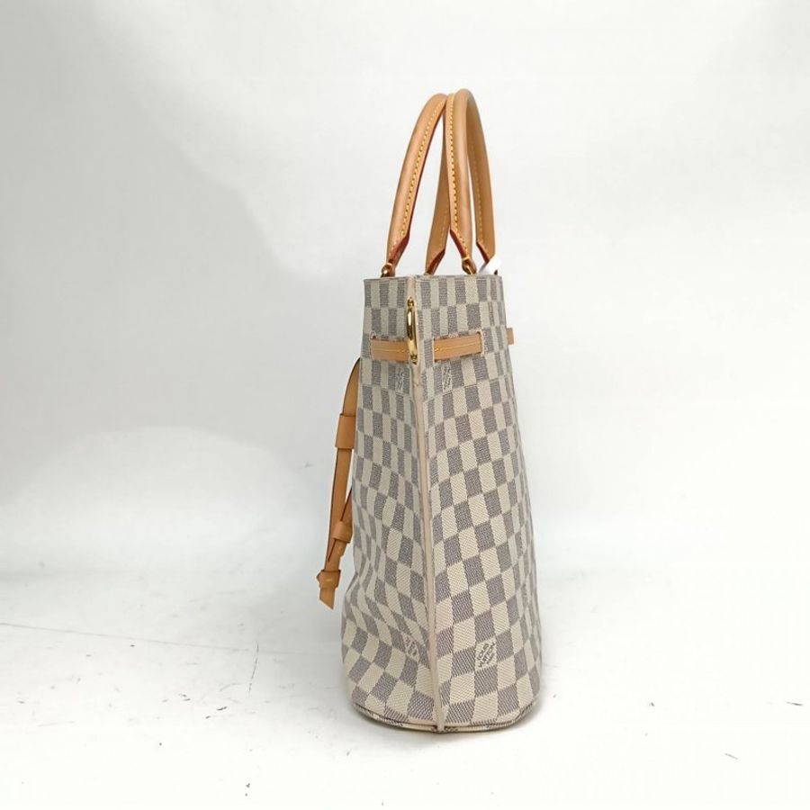 LOUIS VUITTON Girolata抽繩水桶包白棋格PVC金扣肩背包-1
