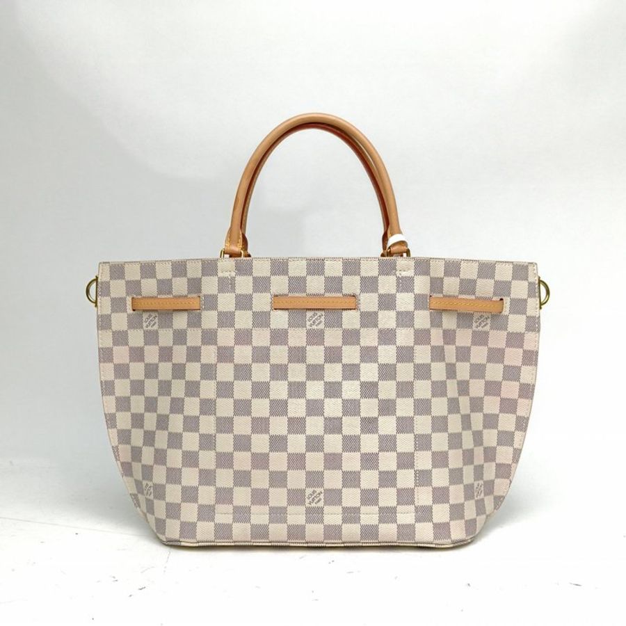 LOUIS VUITTON Girolata抽繩水桶包白棋格PVC金扣肩背包-2