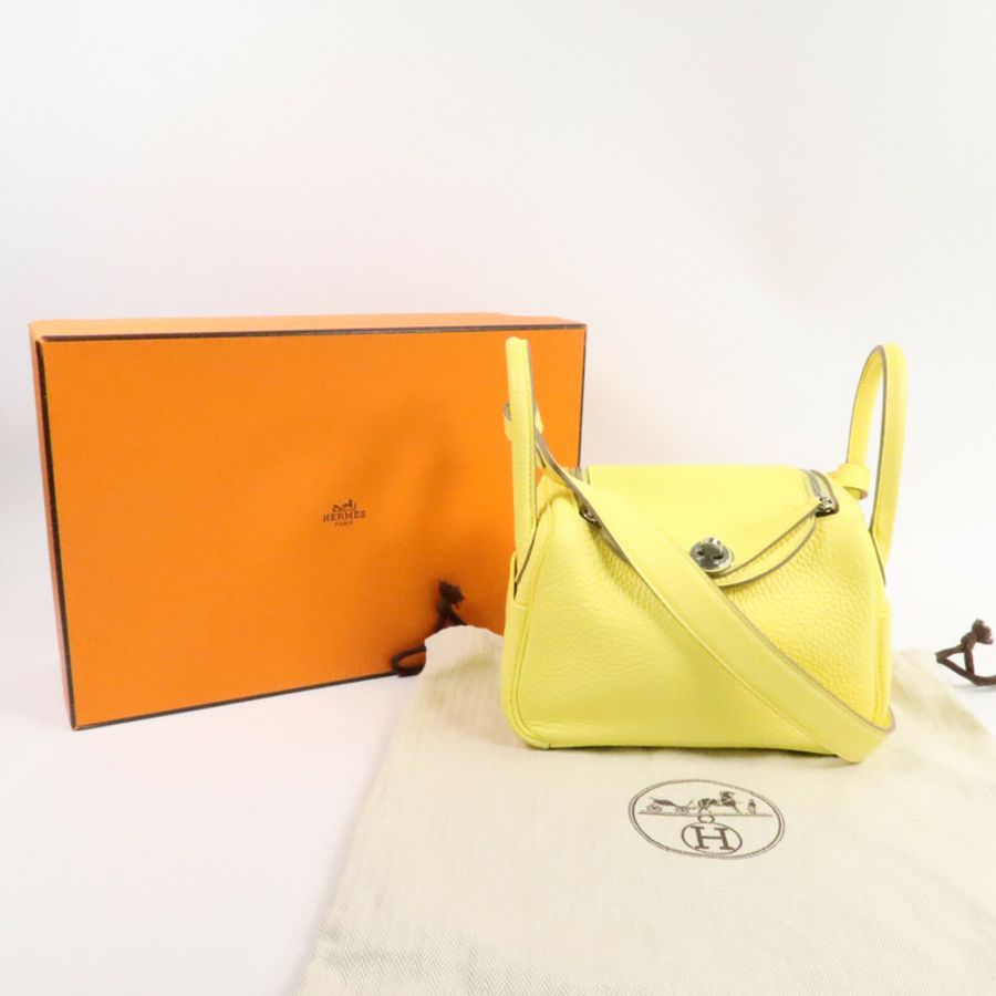 HERMES Mini Lindy金扣手挽肩背兩用袋Limoncello-9