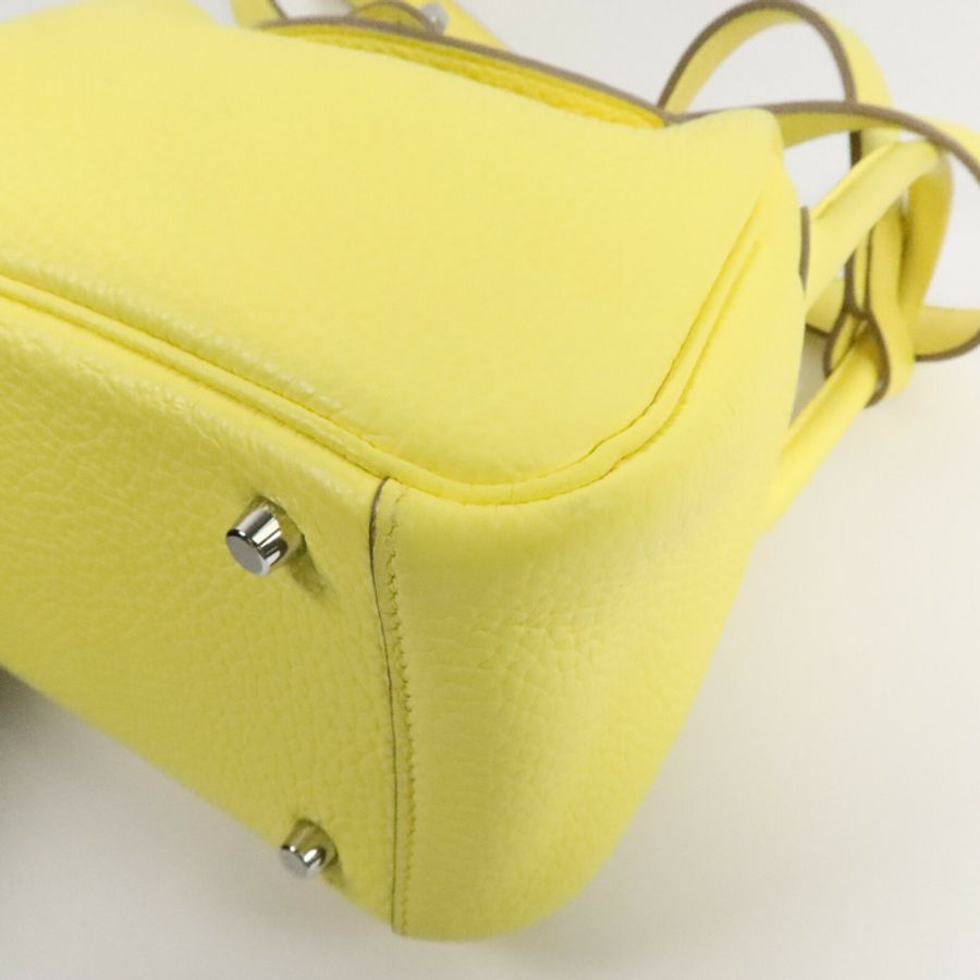 HERMES Mini Lindy金扣手挽肩背兩用袋Limoncello-10