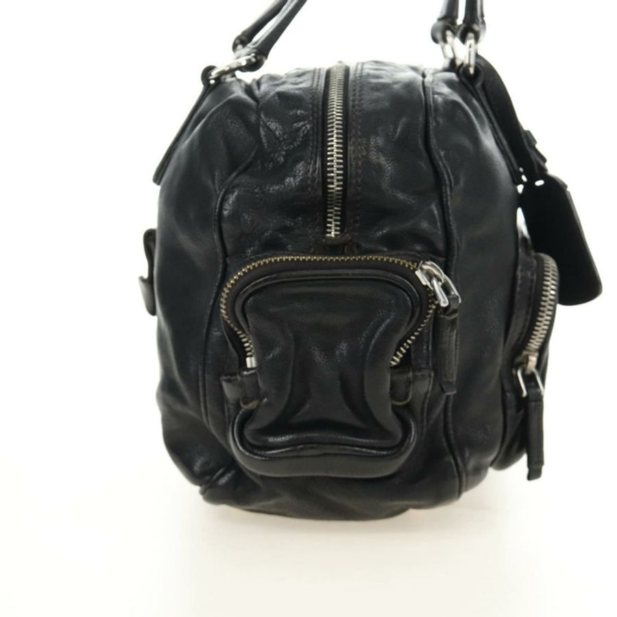 【日本直送】PRADA 托特包 皮革 黑色 銀色 正品 am12015SAV-4