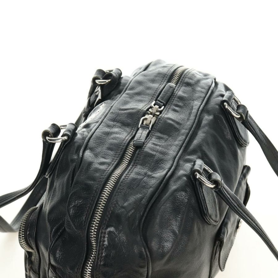 【日本直送】PRADA 托特包 皮革 黑色 銀色 正品 am12015SAV-6