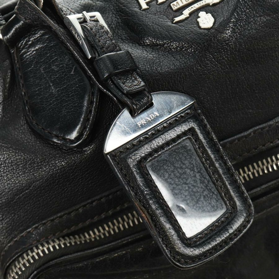 【日本直送】PRADA 托特包 皮革 黑色 銀色 正品 am12015SAV-21
