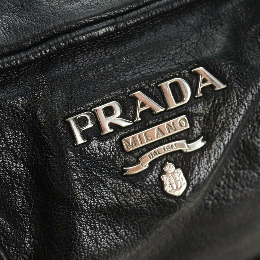 【日本直送】PRADA 托特包 皮革 黑色 銀色 正品 am12015SAV-24
