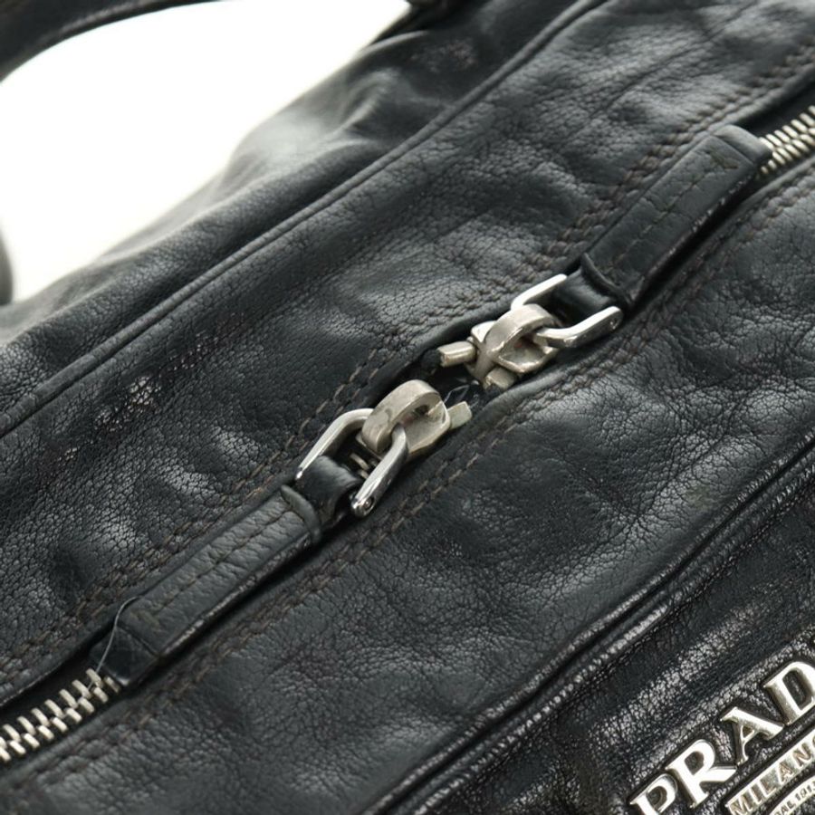 【日本直送】PRADA 托特包 皮革 黑色 銀色 正品 am12015SAV-25