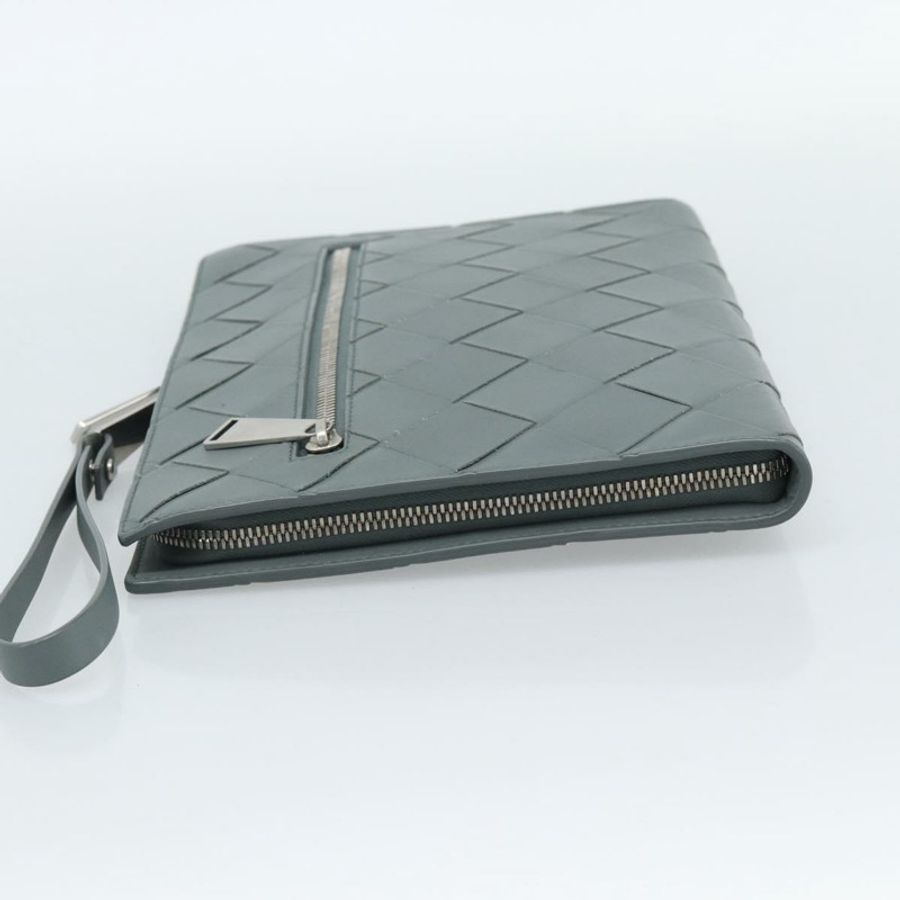 【日本直送】BOTTEGA VENETA MAXI INTRECCIATO 手拿包 皮革 灰色 銀色 正品 188287A-2
