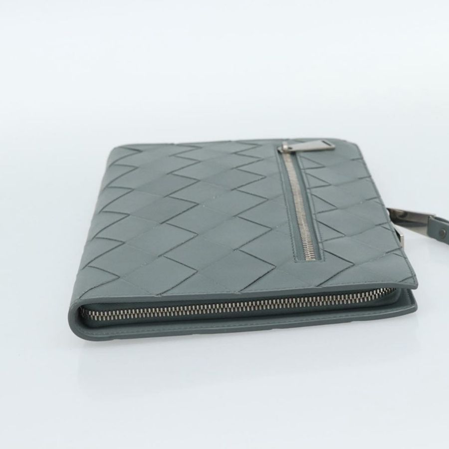 【日本直送】BOTTEGA VENETA MAXI INTRECCIATO 手拿包 皮革 灰色 銀色 正品 188287A-3