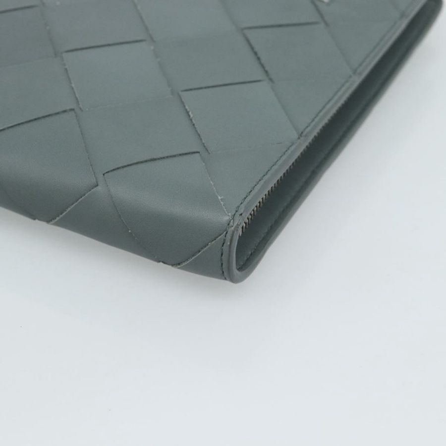 【日本直送】BOTTEGA VENETA MAXI INTRECCIATO 手拿包 皮革 灰色 銀色 正品 188287A-8