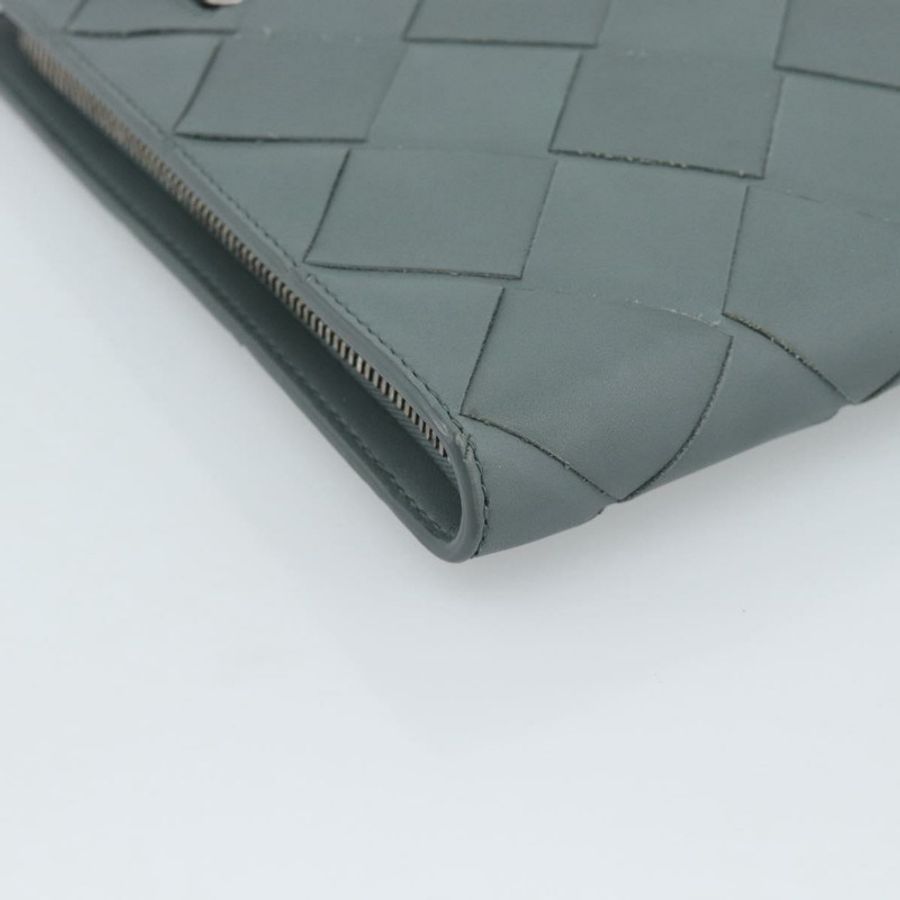 【日本直送】BOTTEGA VENETA MAXI INTRECCIATO 手拿包 皮革 灰色 銀色 正品 188287A-13