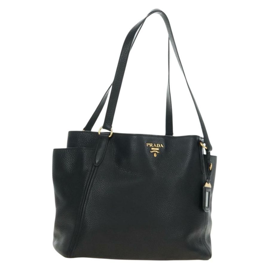 【日本直送】PRADA 托特包 Vittero Dino 皮革 黑色 金色 正品 190249V-0