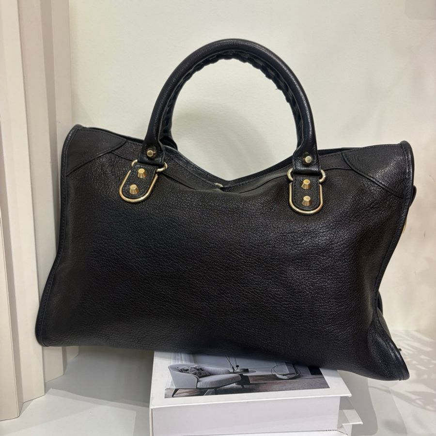 Balenciaga 巴黎世家 黑金機車包手提包斜背包 中號-2
