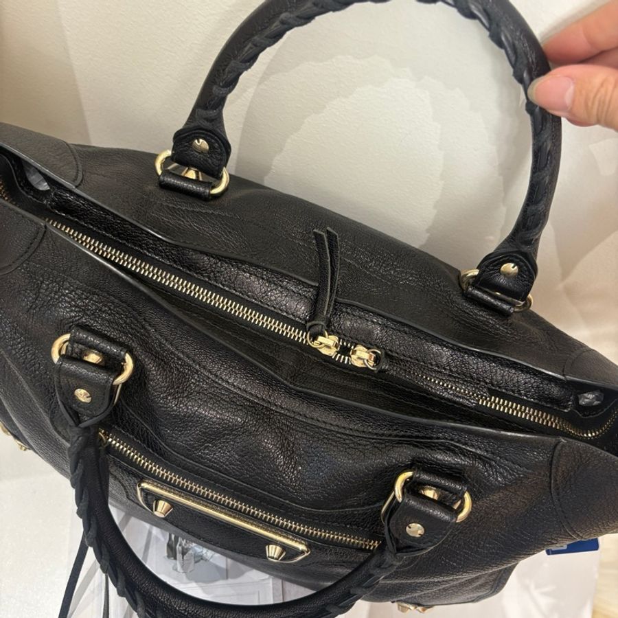 Balenciaga 巴黎世家 黑金機車包手提包斜背包 中號-4