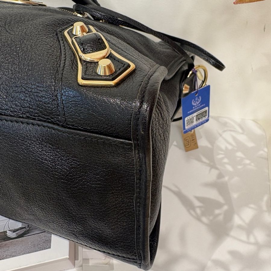 Balenciaga 巴黎世家 黑金機車包手提包斜背包 中號-6