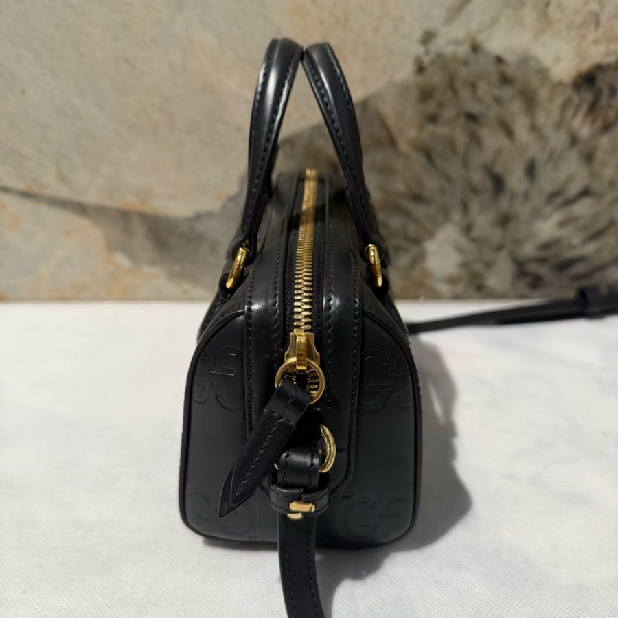 Gucci黑牛皮壓紋 Mini Speedy二用-1