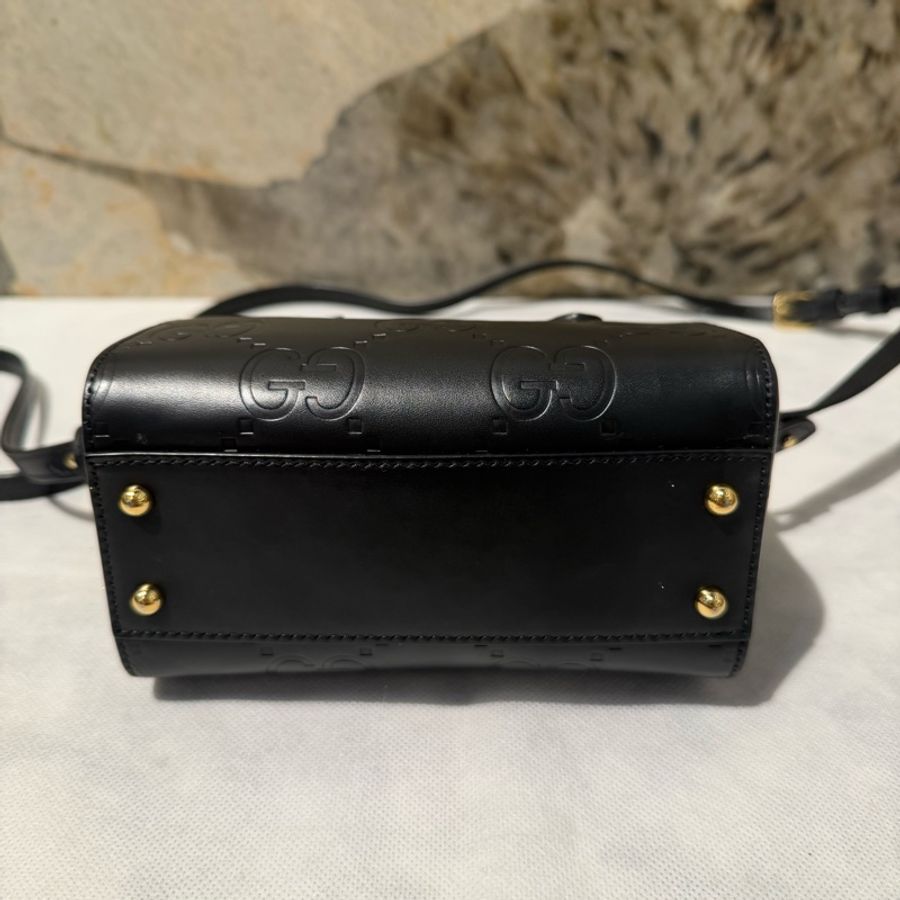 Gucci黑牛皮壓紋 Mini Speedy二用-4