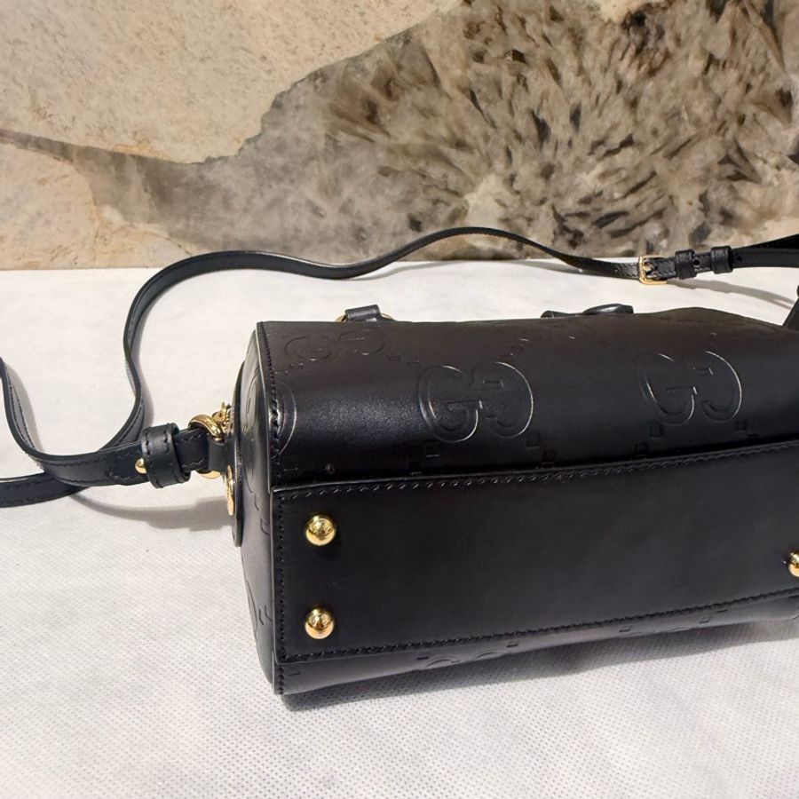 Gucci黑牛皮壓紋 Mini Speedy二用-5