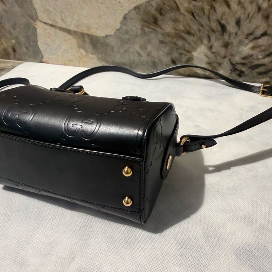 Gucci黑牛皮壓紋 Mini Speedy二用-6