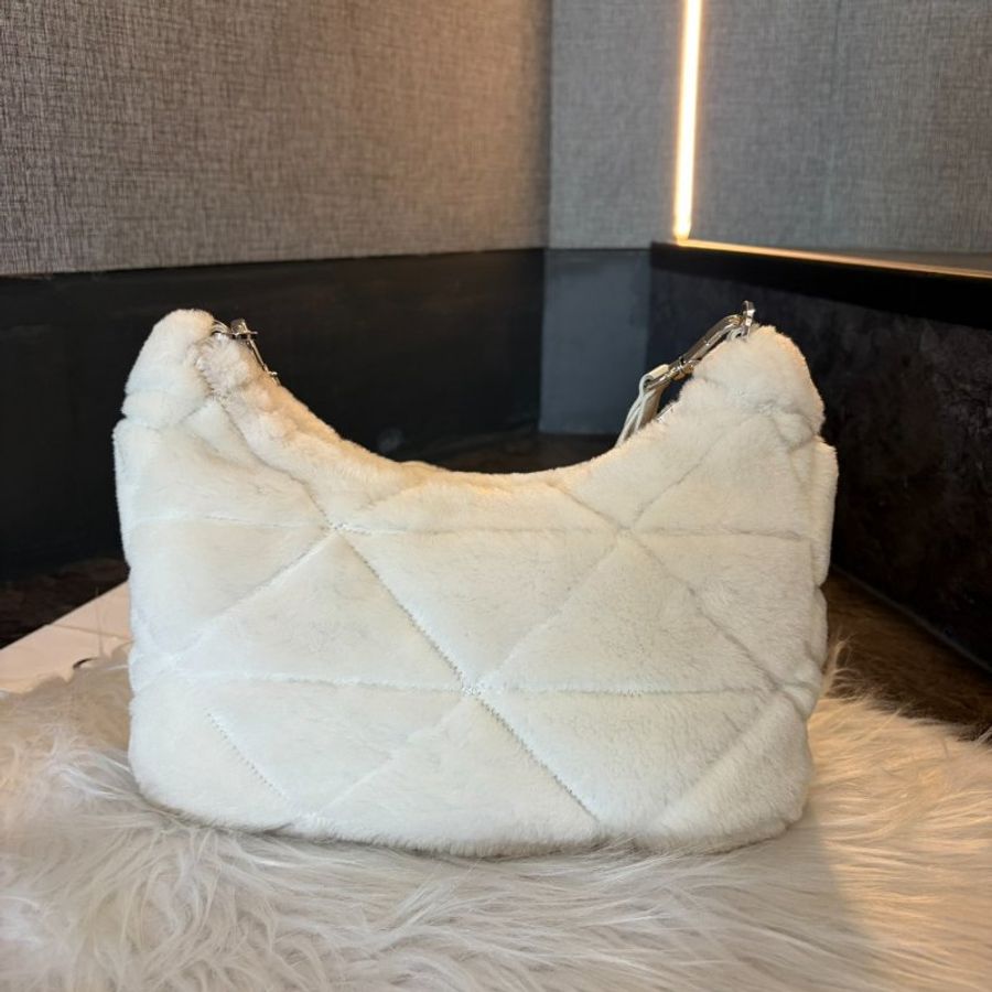 PRADA 羔羊毛斜背包含小包 米色-1