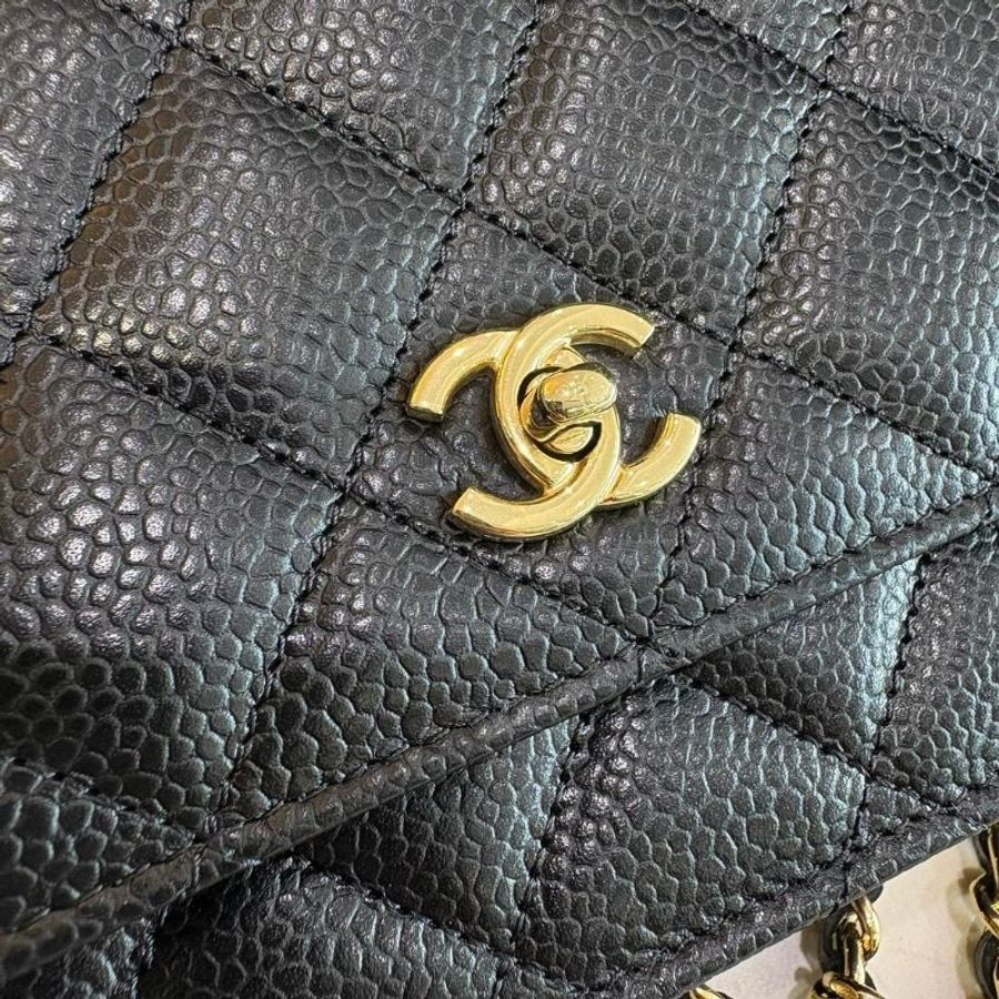 CHANEL 黑金書包釦woc鏈包(芯片款)-2
