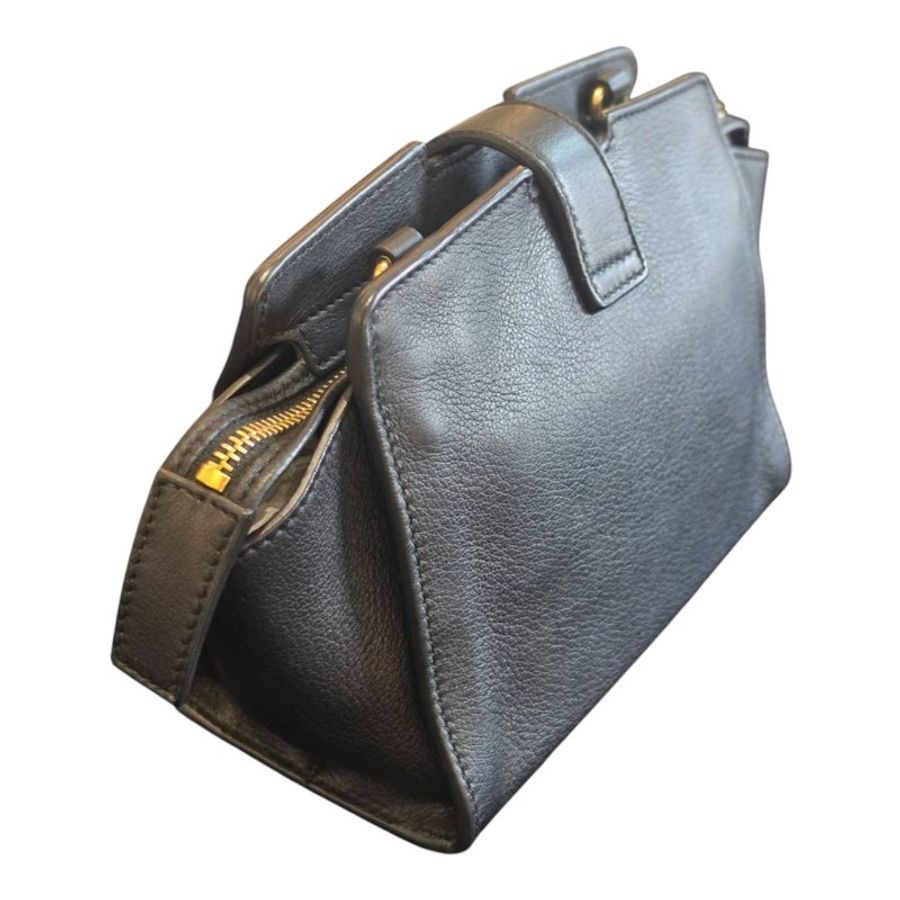 【美收精品】 SAINT LAURENT 黑色經典YSL金扣側背包 5-715-4