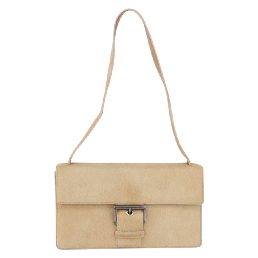 【日本直送】PRADA Harako 皮革肩包 米色 銀色 正品 bs35934V-12