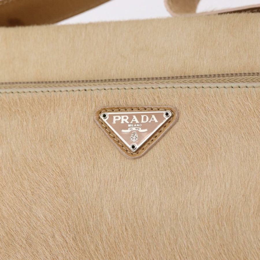 【日本直送】PRADA Harako 皮革肩包 米色 銀色 正品 bs35934V-19