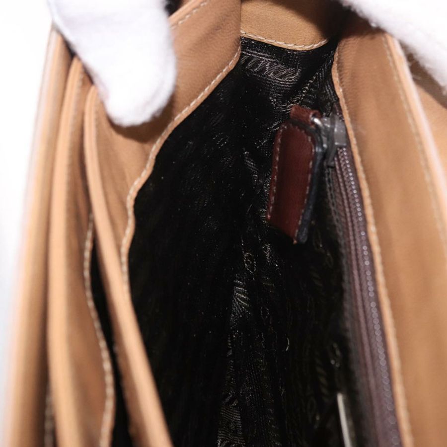 【日本直送】PRADA Harako 皮革肩包 米色 銀色 正品 bs35934V-30