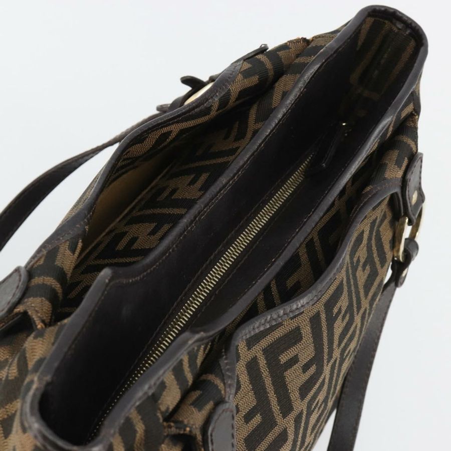 【日本直送】FENDI Zucca帆布托特包 黑色棕色 正品 BA13729V-5