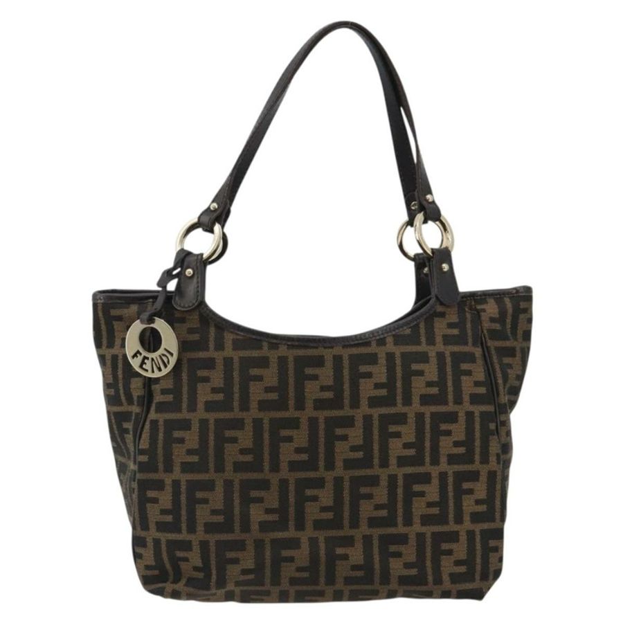 【日本直送】FENDI Zucca帆布托特包 黑色棕色 正品 BA13729V-12