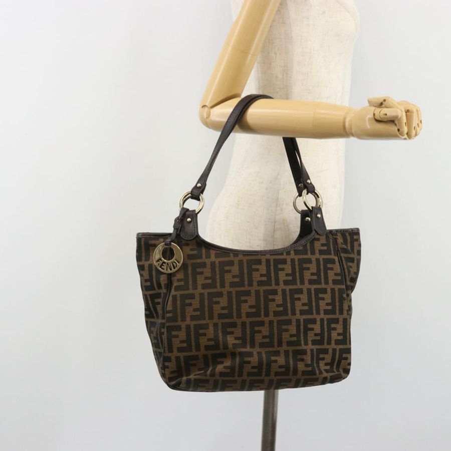 【日本直送】FENDI Zucca帆布托特包 黑色棕色 正品 BA13729V-22