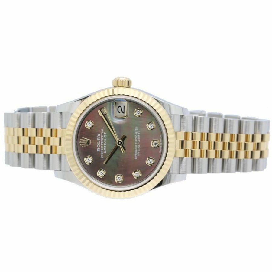 勞力士 Datejust 31 10P 鑲鑽黑色錶殼 278273NG 隨機序號 女士腕錶 SSx18K 黃金 40460-2
