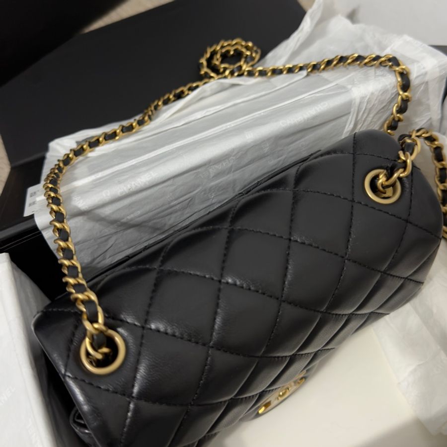 🖤Chanel 香奈兒 22B金球方胖黑色 二手閒置 芯片款🖤-3