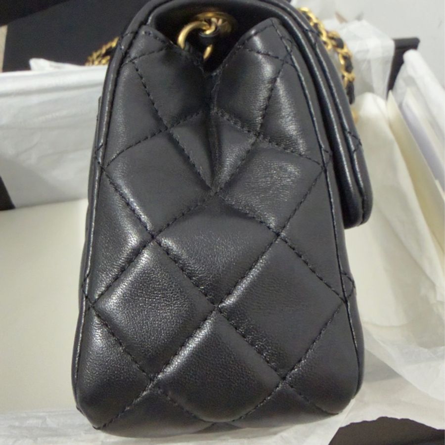 🖤Chanel 香奈兒 22B金球方胖黑色 二手閒置 芯片款🖤-12