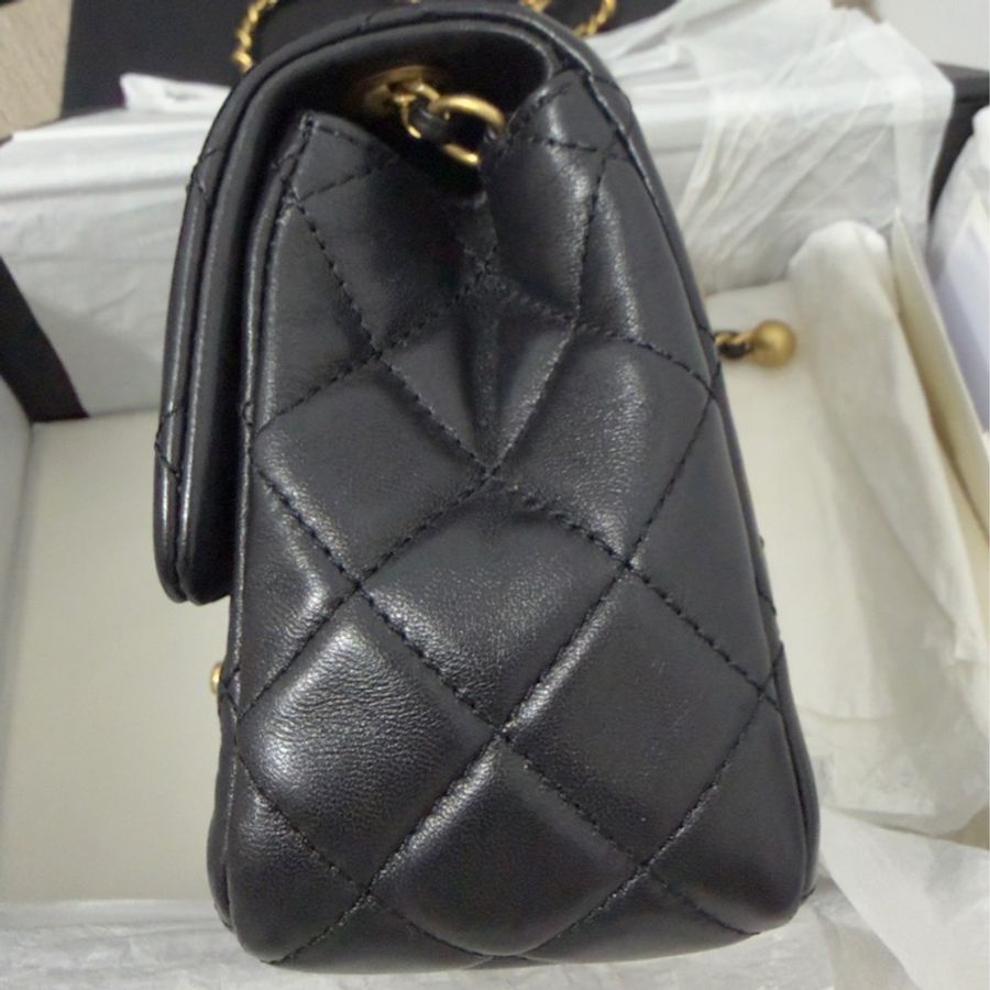 🖤Chanel 香奈兒 22B金球方胖黑色 二手閒置 芯片款🖤-20