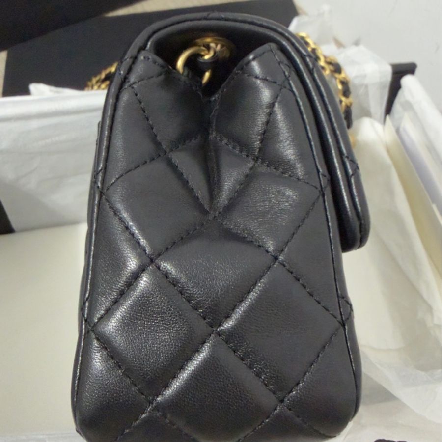 🖤Chanel 香奈兒 22B金球方胖黑色 二手閒置 芯片款🖤-21