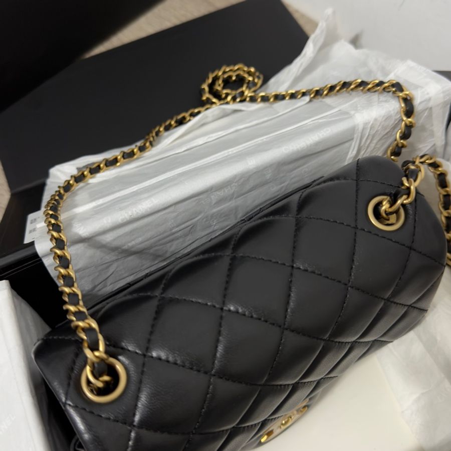 🖤Chanel 香奈兒 22B金球方胖黑色 二手閒置 芯片款🖤-26