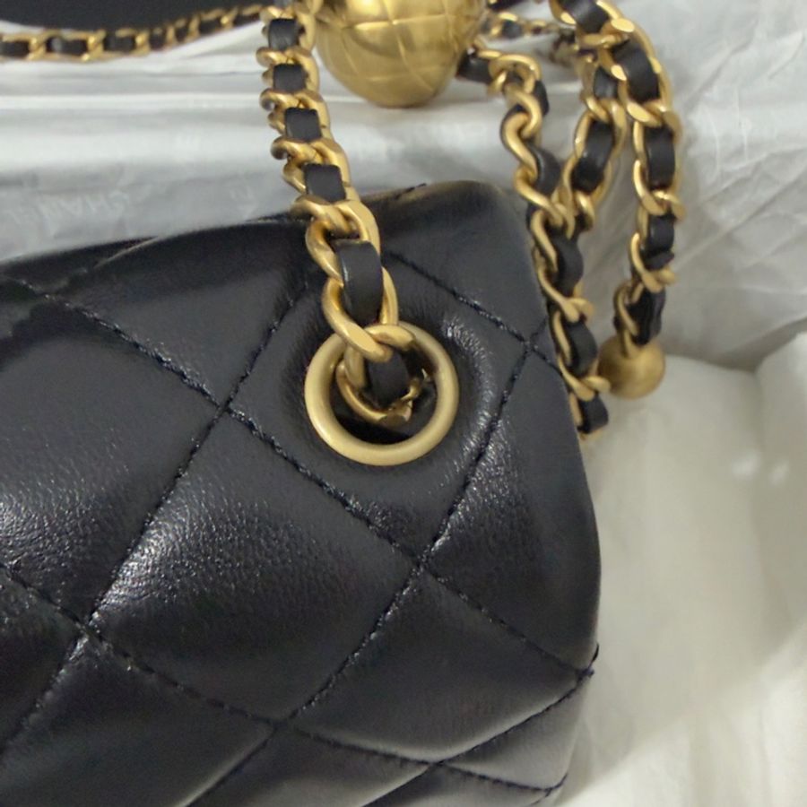 🖤Chanel 香奈兒 22B金球方胖黑色 二手閒置 芯片款🖤-28