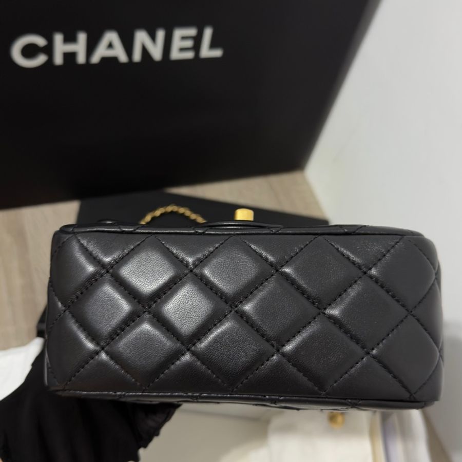 🖤Chanel 香奈兒 22B金球方胖黑色 二手閒置 芯片款🖤-29