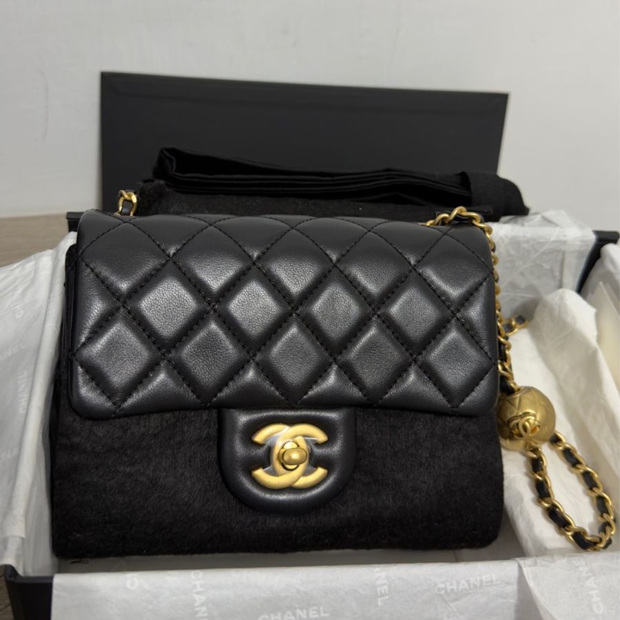 🖤Chanel 香奈兒 22B金球方胖黑色 二手閒置 芯片款🖤-46