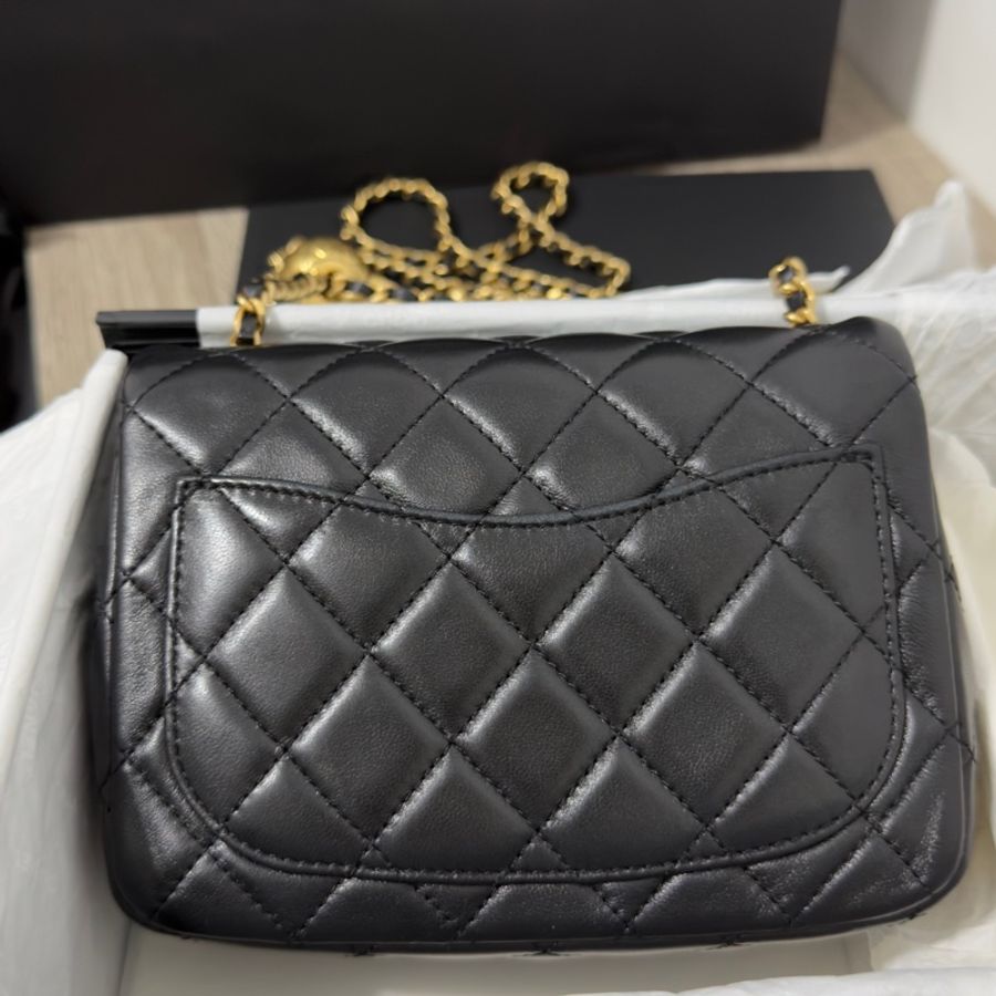 🖤Chanel 香奈兒 22B金球方胖黑色 二手閒置 芯片款🖤-49