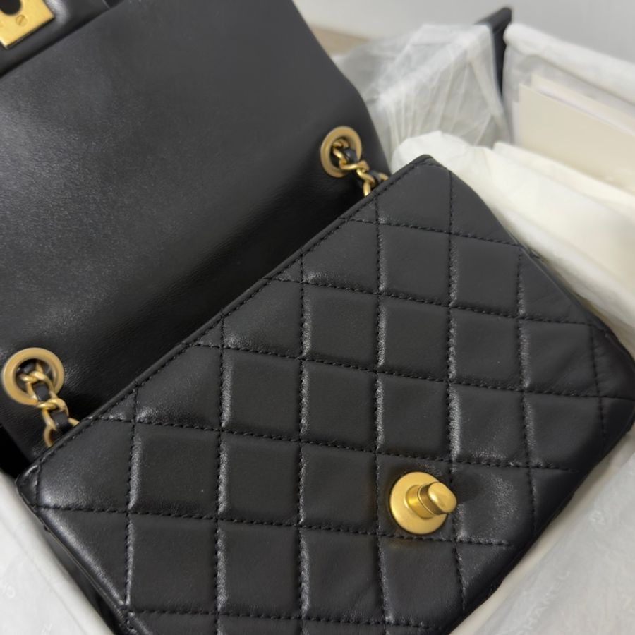 🖤Chanel 香奈兒 22B金球方胖黑色 二手閒置 芯片款🖤-52