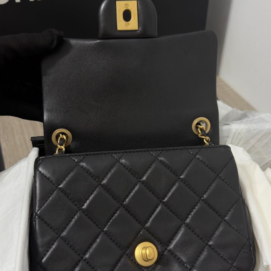 🖤Chanel 香奈兒 22B金球方胖黑色 二手閒置 芯片款🖤-60