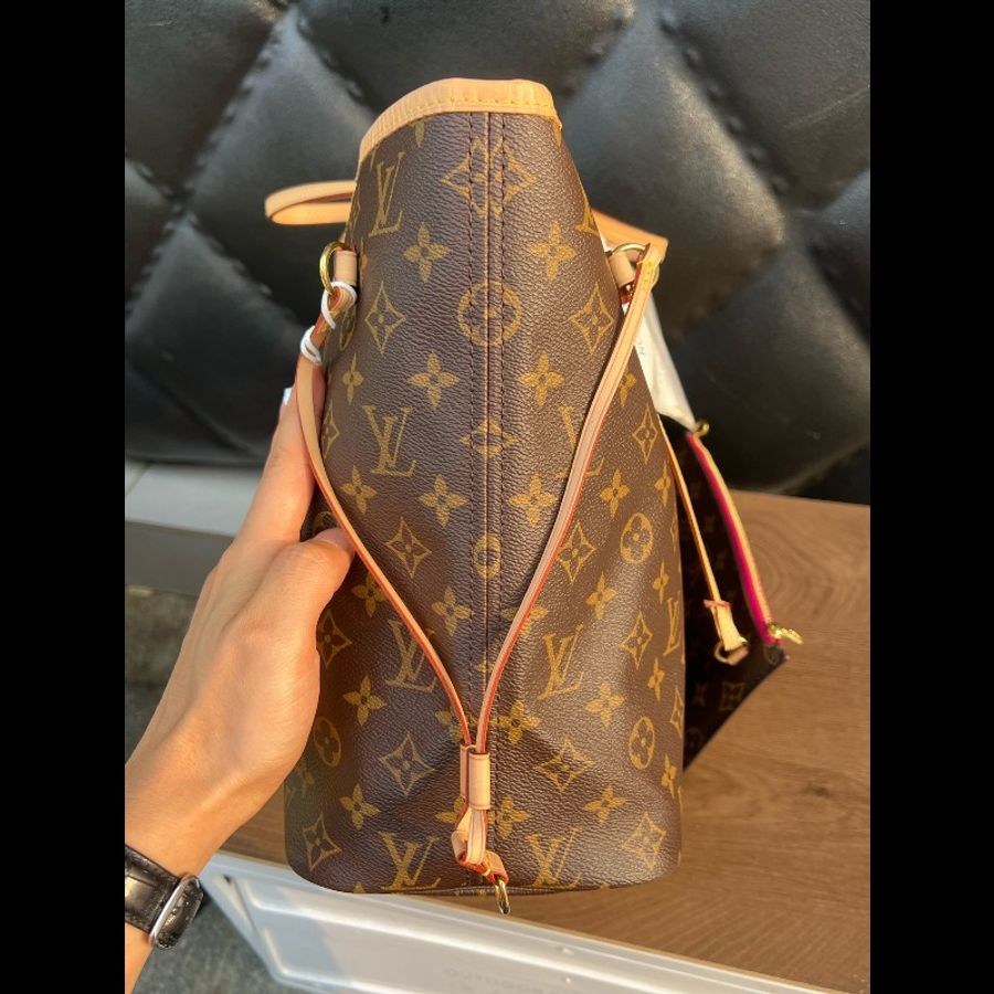 LV 路易威登 Neverfull 中號 玫紅內裡 晶片款 NF Tote包
購物袋 單肩手提包-4