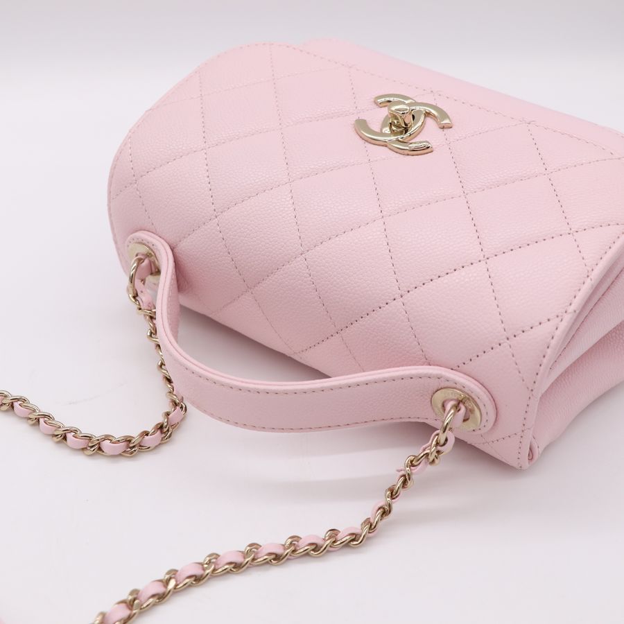 Chanel 香奈兒 business affinity 粉色金扣 鍊條 斜背包-7