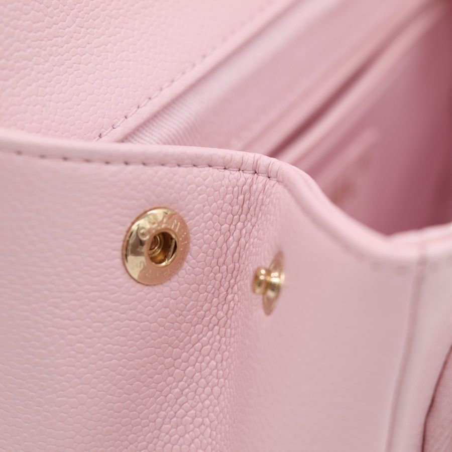 Chanel 香奈兒 business affinity 粉色金扣 鍊條 斜背包-11