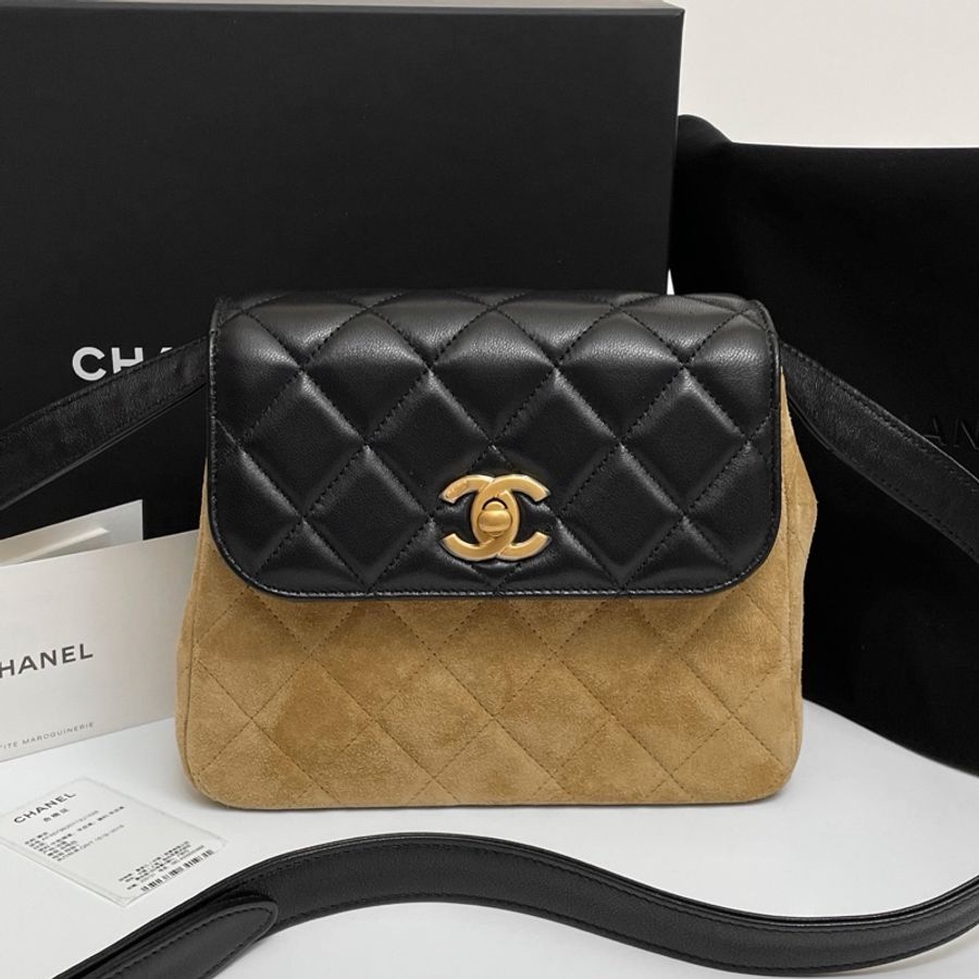 Chanel 香奈兒 25a麂皮竪版小斜挎包 芯片款-1