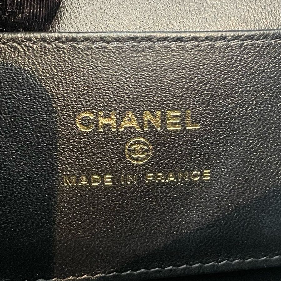 Chanel/香奈兒 25A黑金羊皮小方塊豆腐包 芯片款-8