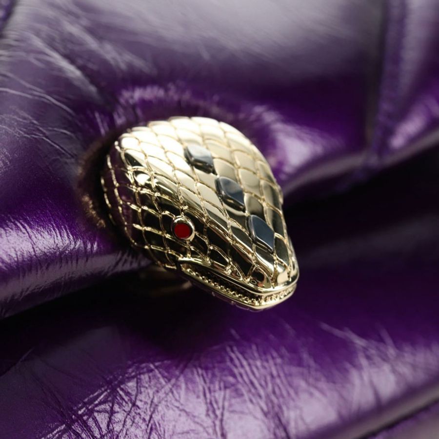 【日本直送】寶格麗 Serpenti Cabochon 斜背包,紫色金色皮革,正品編號 184409SAM-19