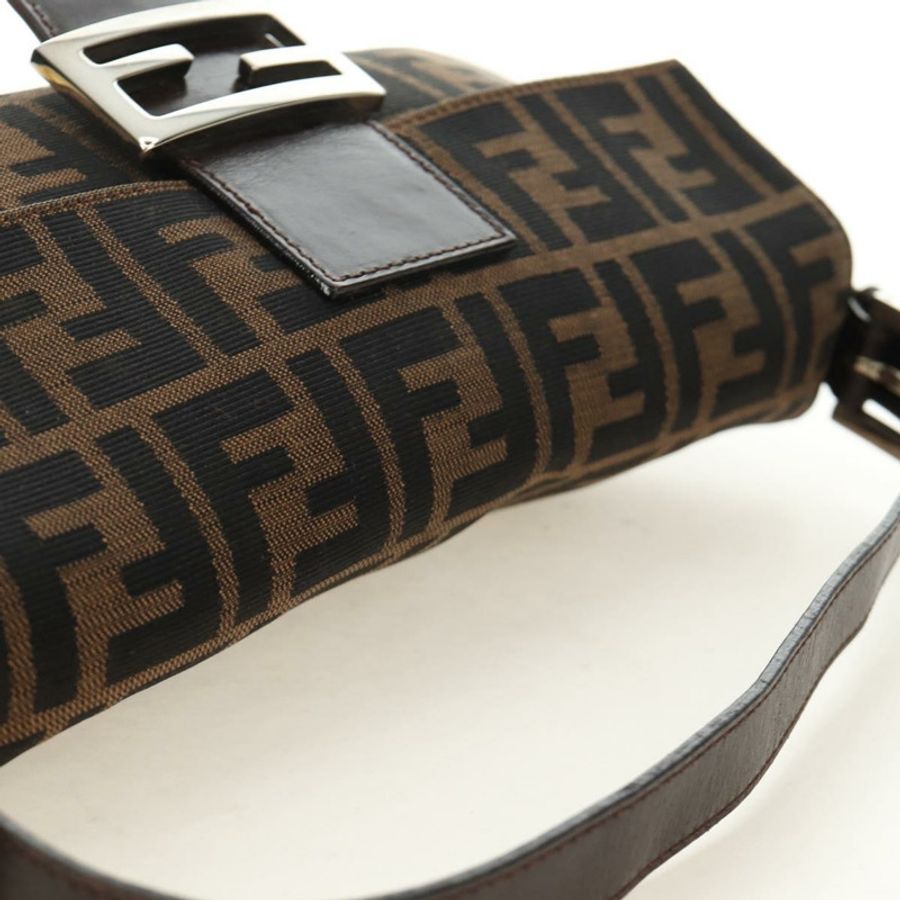 【日本直送】FENDI Zucca帆布Mamma Baguette單肩包 黑色棕色 正品 189121SV-5
