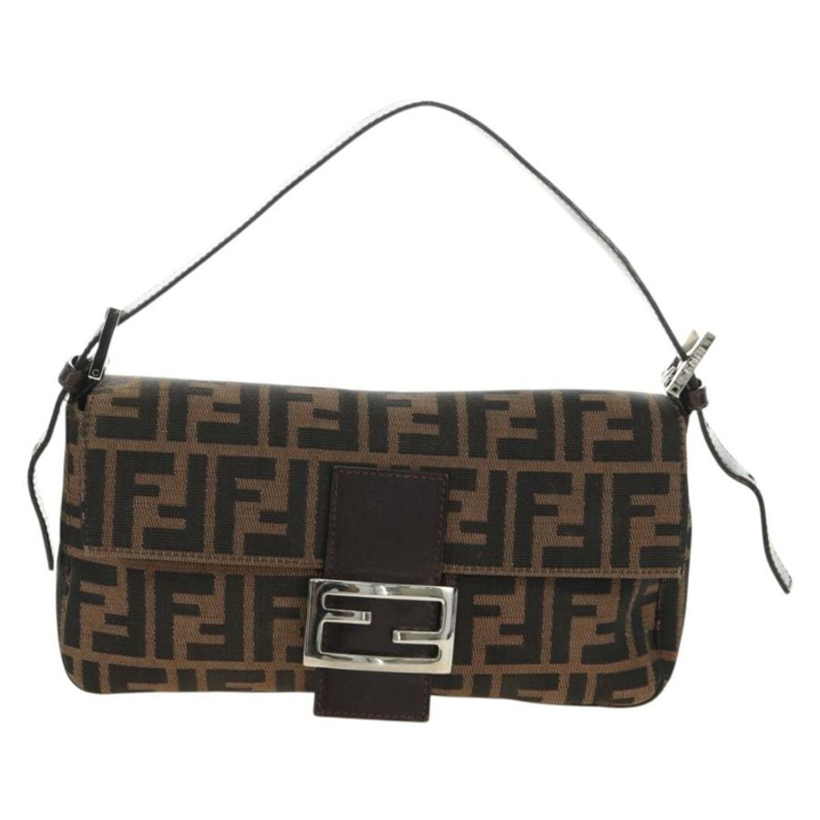 【日本直送】FENDI Zucca帆布Mamma Baguette單肩包 黑色棕色 正品 189121SV-12